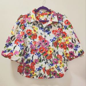 MAEVE By Anthropologie  Puff Sleeve Floral Blouse